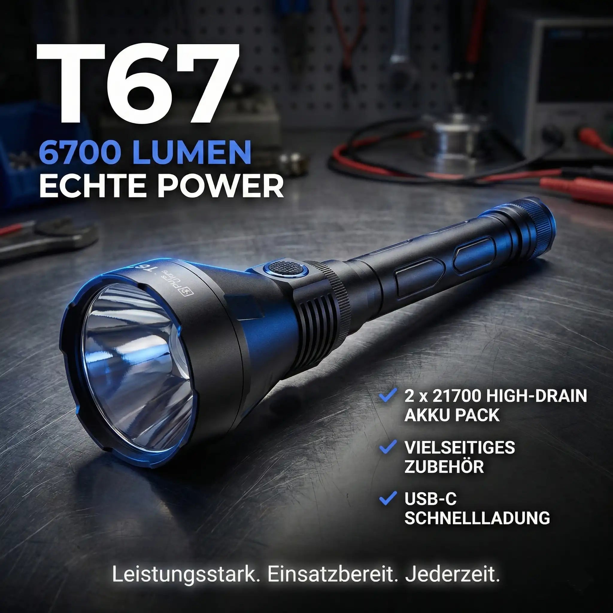 PureUltra T67 Profi-Taschenlampe | 6.700lm • 1.400m Reichweite • IP68