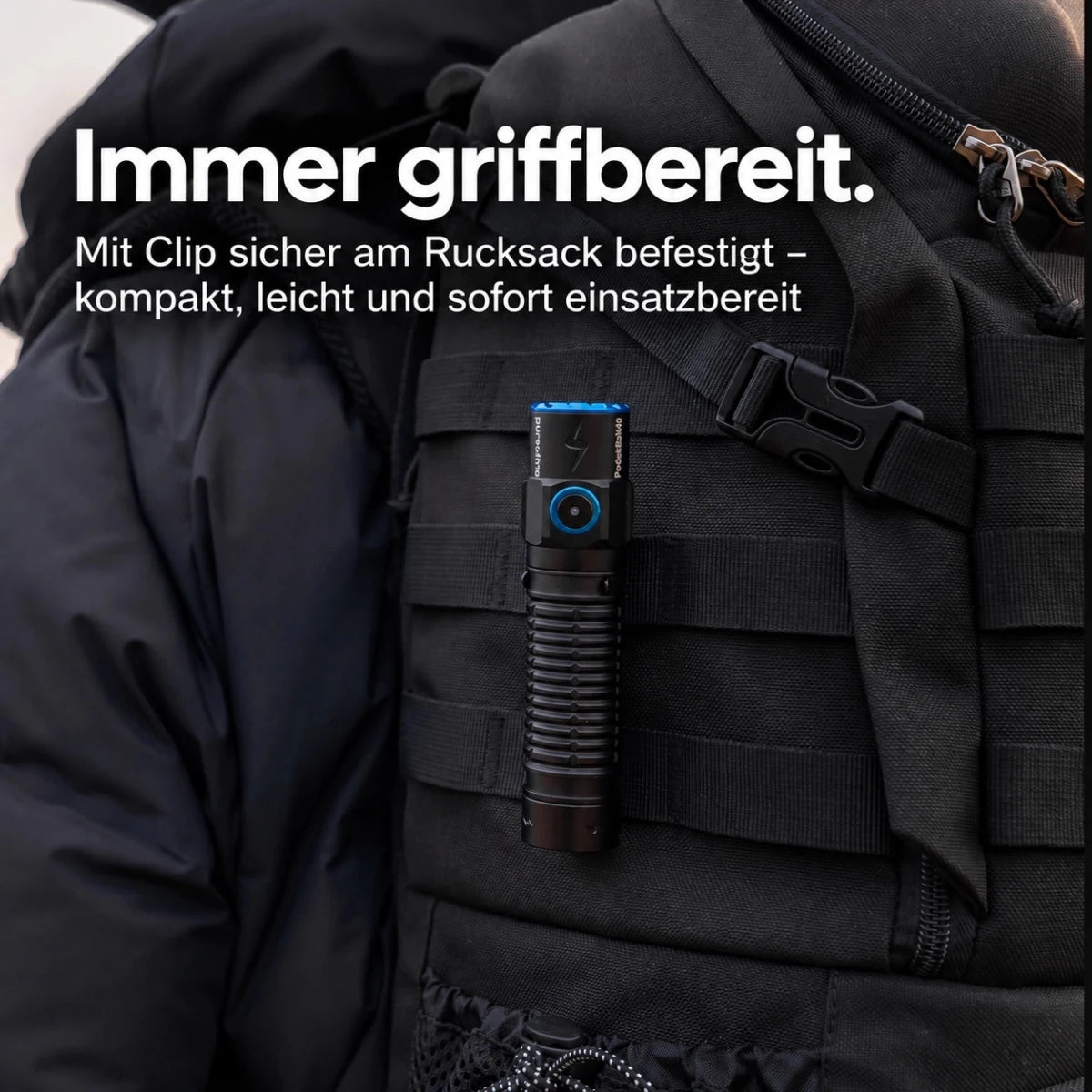 PocketBolt40 EDC LED Taschenlampe – 4.000 Lumen, 365m Reichweite, USB-C - PureUltra