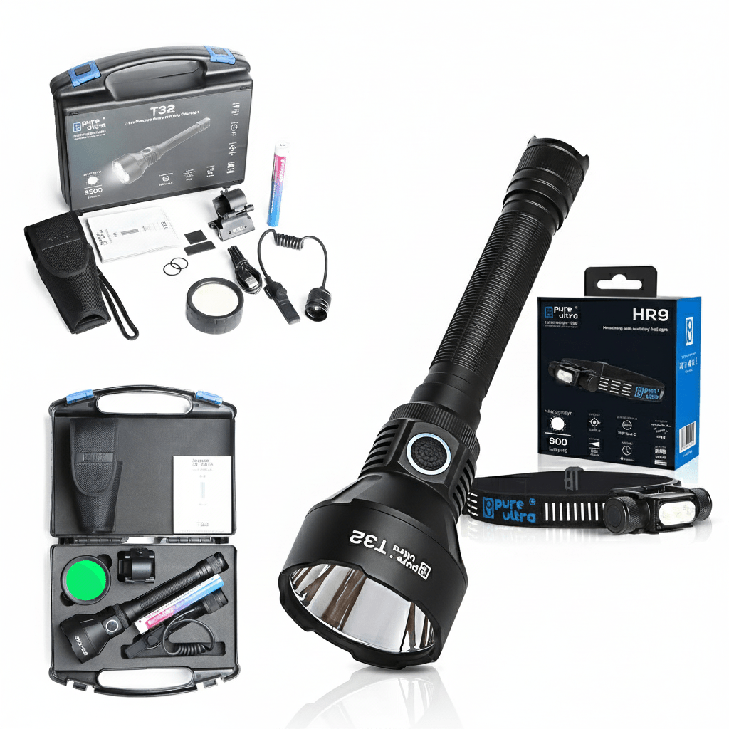 PureUltra T32 & HR9 Bundle – Präzises Fernlicht + Rotlicht - Stirnlampe - PureUltra