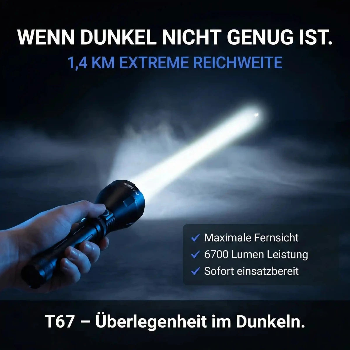 PureUltra T67 Profi - Taschenlampe | 6.700lm • 1.400m Reichweite • IP68 - PureUltra