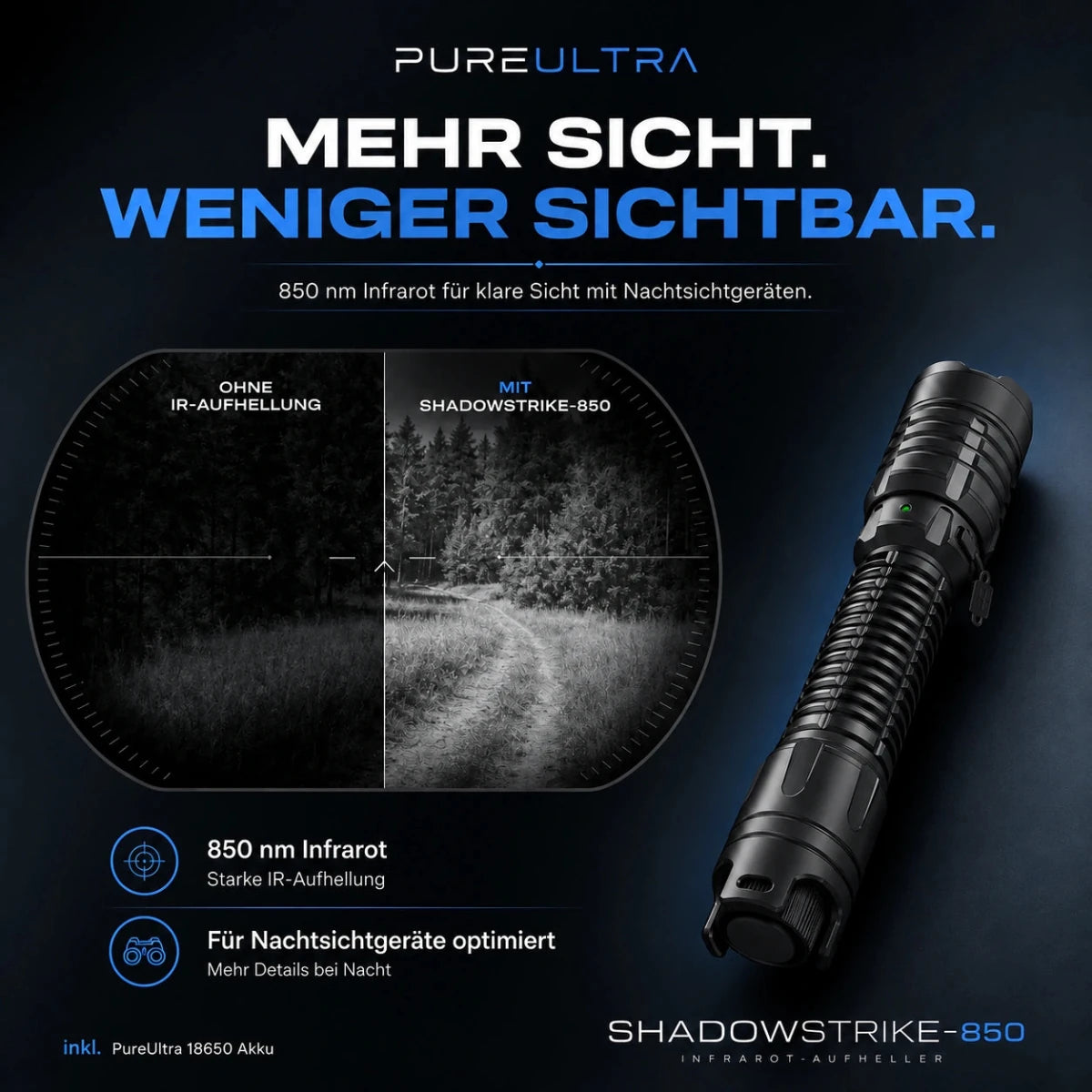 ShadowStrike IR-Aufheller 850/940nm – inkl. Akku & USB-C - PureUltra