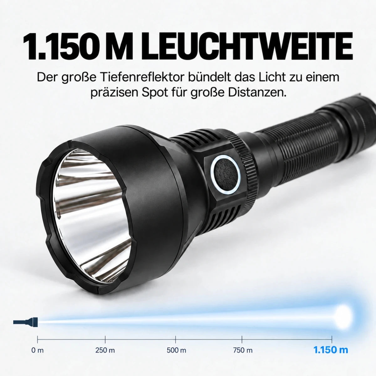T32 Taschenlampe – 3.200 Lumen, 1.150 m Reichweite, USB-C - PureUltra