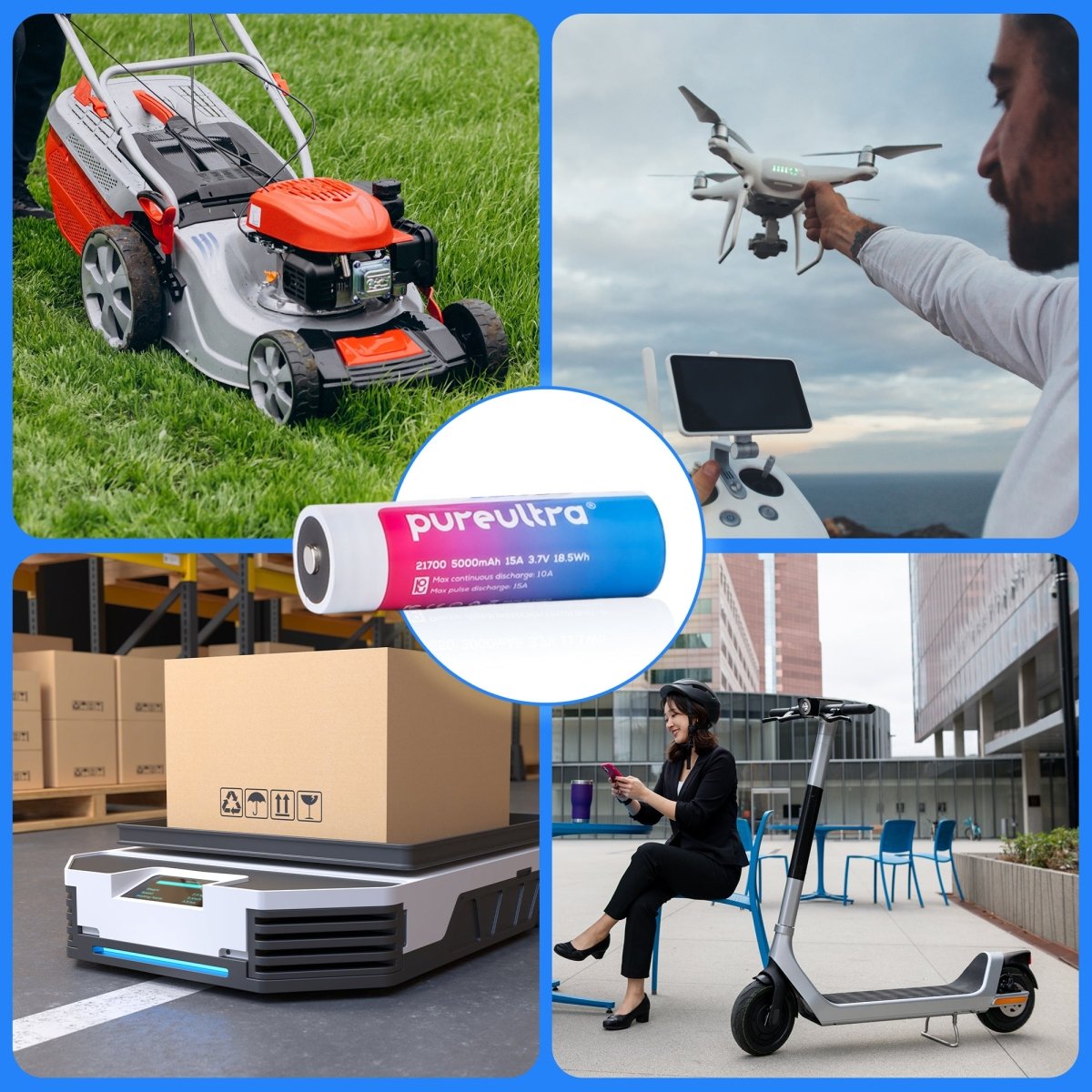 21700 5000-6000mAh li-Ion Akku, 12-15A, 3,7V, geschützt - PureUltra