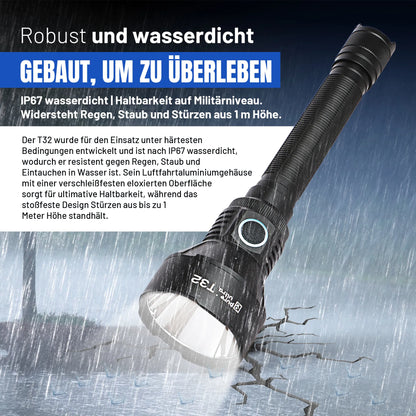 T32 Taschenlampe – 3.200 Lumen, 1.150 m Reichweite, USB-C - PureUltra