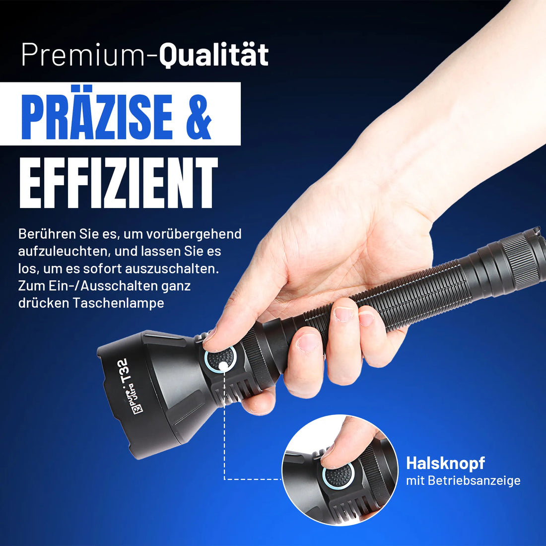 T32 Taschenlampe – 3.200 Lumen, 1.150 m Reichweite, USB-C - PureUltra