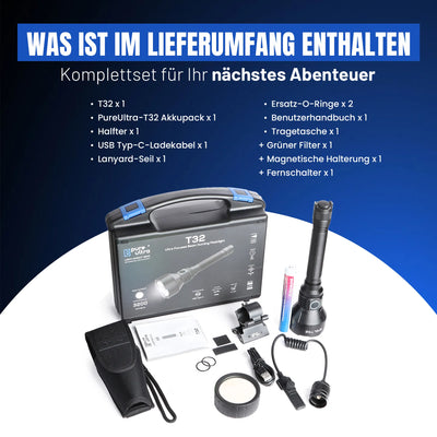 T32 Taschenlampe – 3.200 Lumen, 1.150 m Reichweite, USB-C - PureUltra