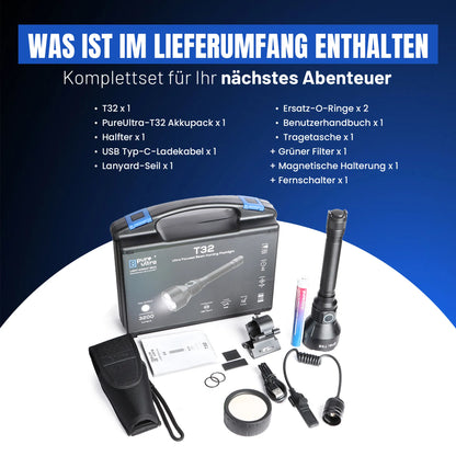 T32 Taschenlampe – 3.200 Lumen, 1.150 m Reichweite, USB-C - PureUltra