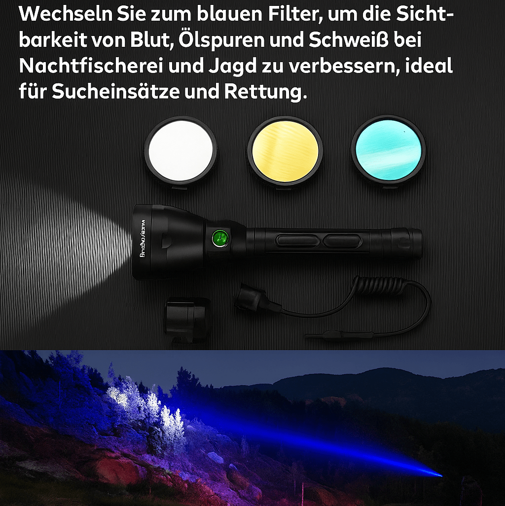 T67 LED Taschenlampe – Ultrahell, 6.700 Lumen, IP68, USB-C, 1.400 m Reichweite - PureUltra