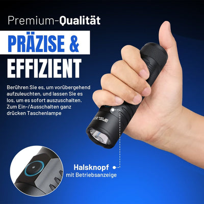 E20 LED Taschenlampe – 2.000 Lumen, 300m Reichweite, USB-C - PureUltra