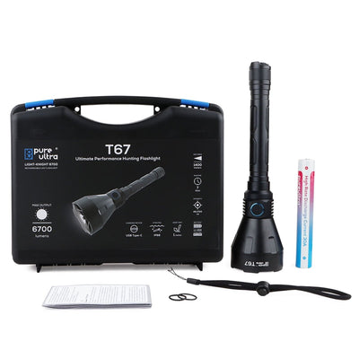 T67 LED Taschenlampe – Ultrahell, 6.700 Lumen, IP68, USB-C, 1.400 m Reichweite - PureUltra