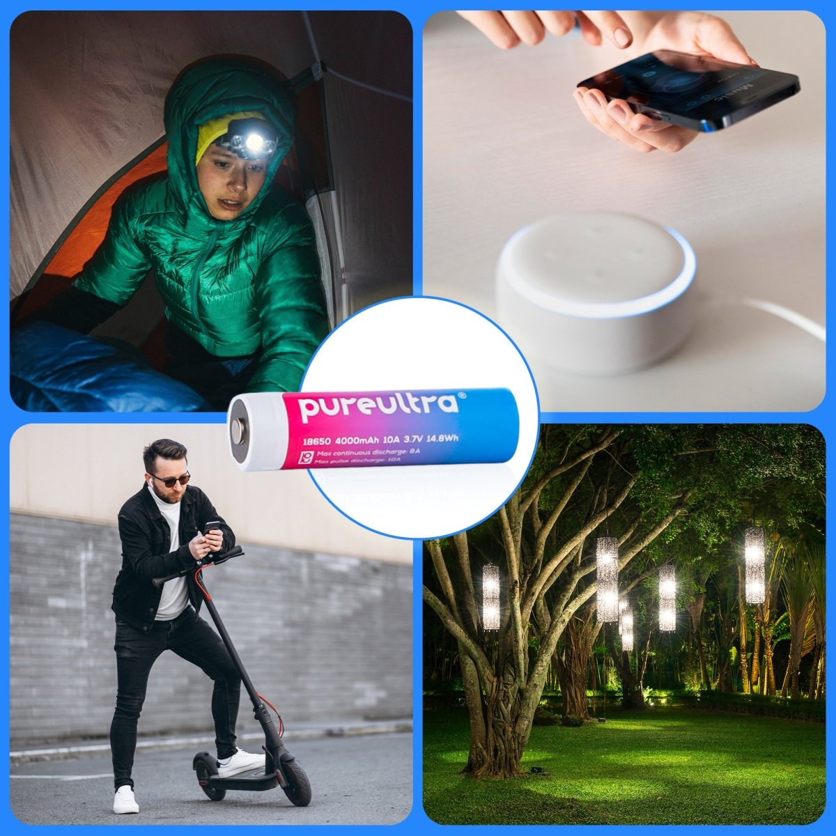 PureUltra 18650 Li-ion Akku – 10A, 4000mAh,3.7V, geschützt - PureUltra