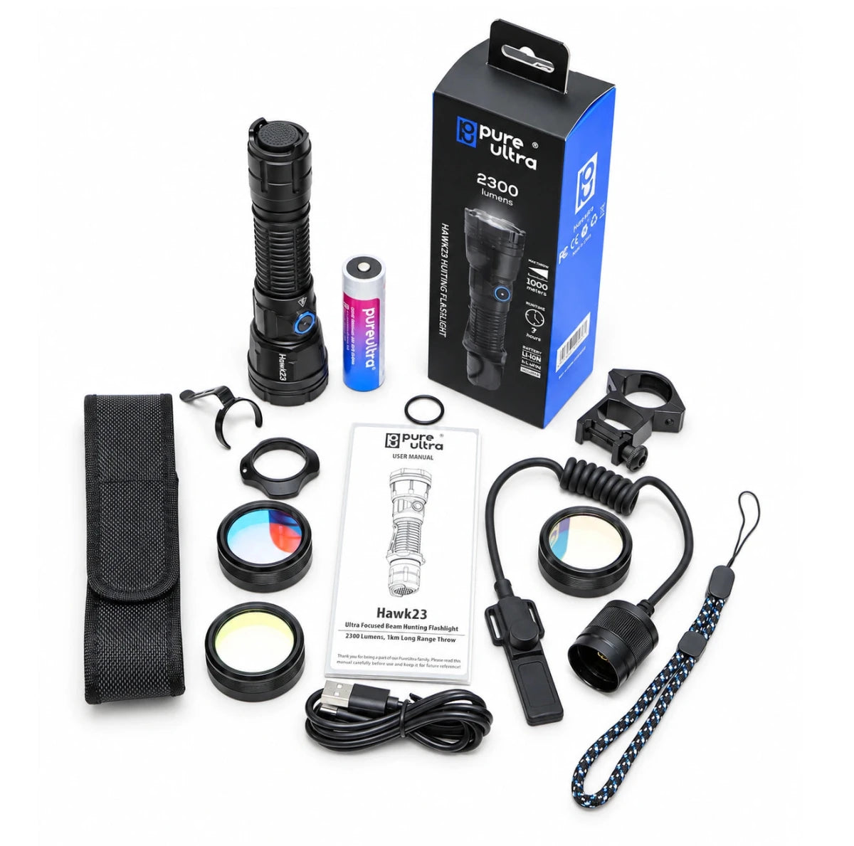 Hawk23 – kompakte Long-Range Taschenlampe mit 1.000 m Reichweite - PureUltra