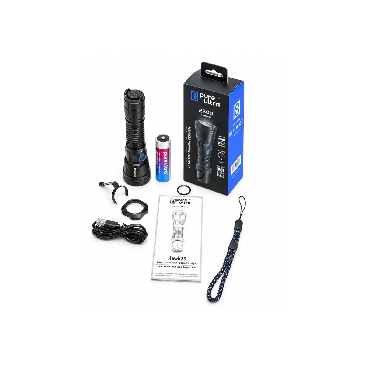 Hawk23 – kompakte Long-Range Taschenlampe mit 1.000 m Reichweite - PureUltra