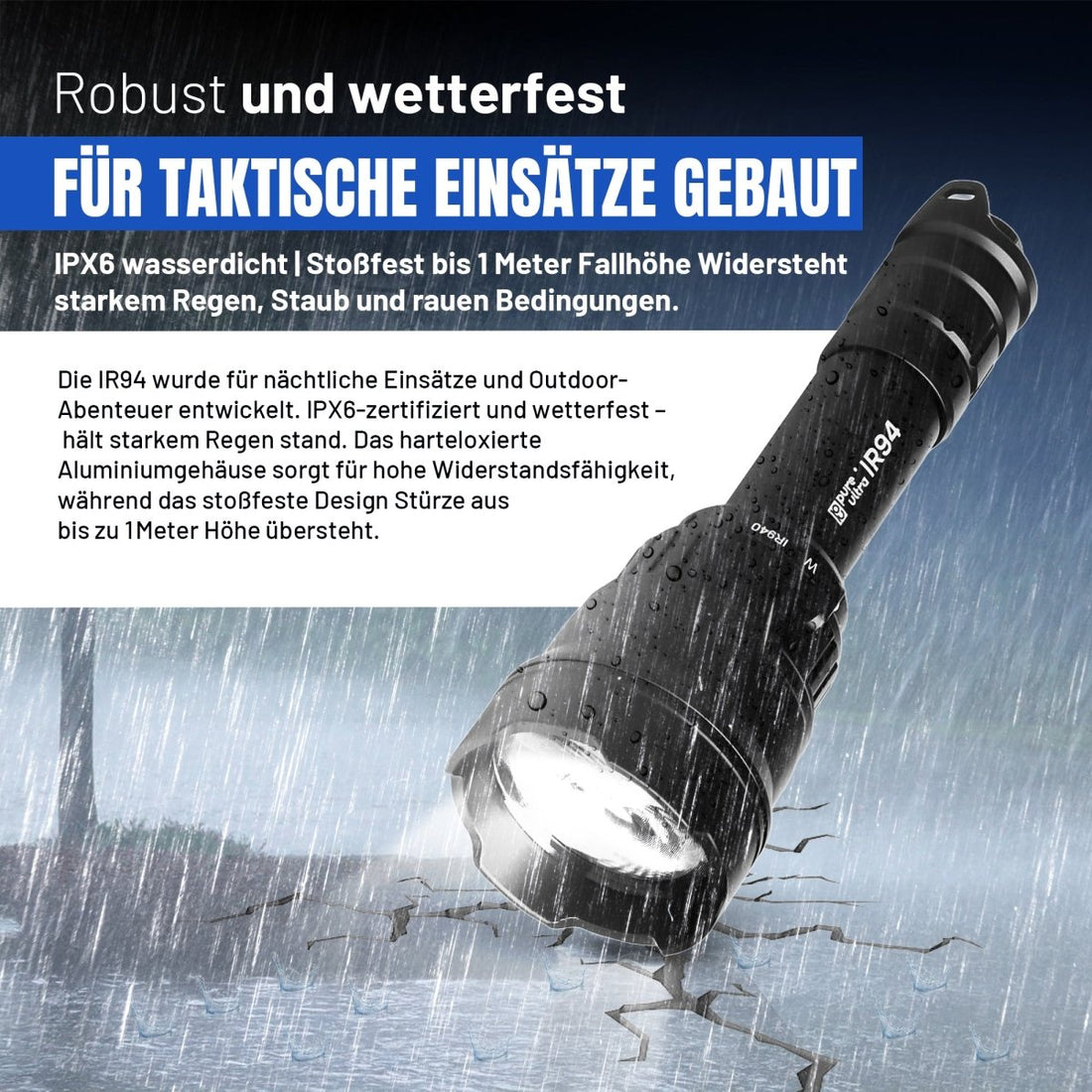 IR94 LED - Taschenlampe – 3 - in - 1 Licht (Weiß, Grün, IR940nm) mit Zoom & Dimmer - PureUltra