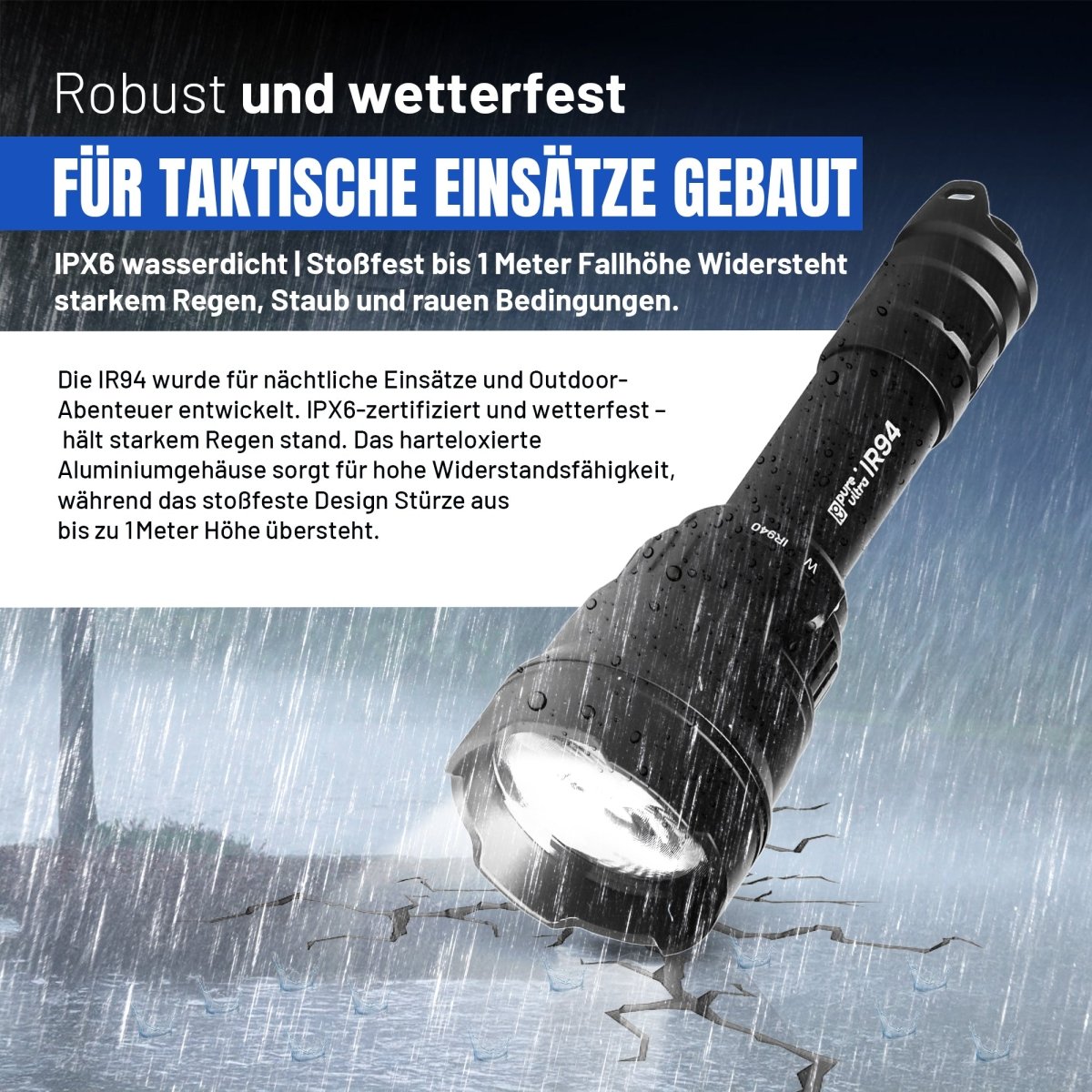 IR94 LED - Taschenlampe – 3 - in - 1 Licht (Weiß, Grün, IR940nm) mit Zoom & Dimmer - PureUltra