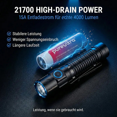 PcketBolt40 EDC LED Taschenlampe – 4.000 Lumen, 365m Reichweite, USB - C - PureUltra