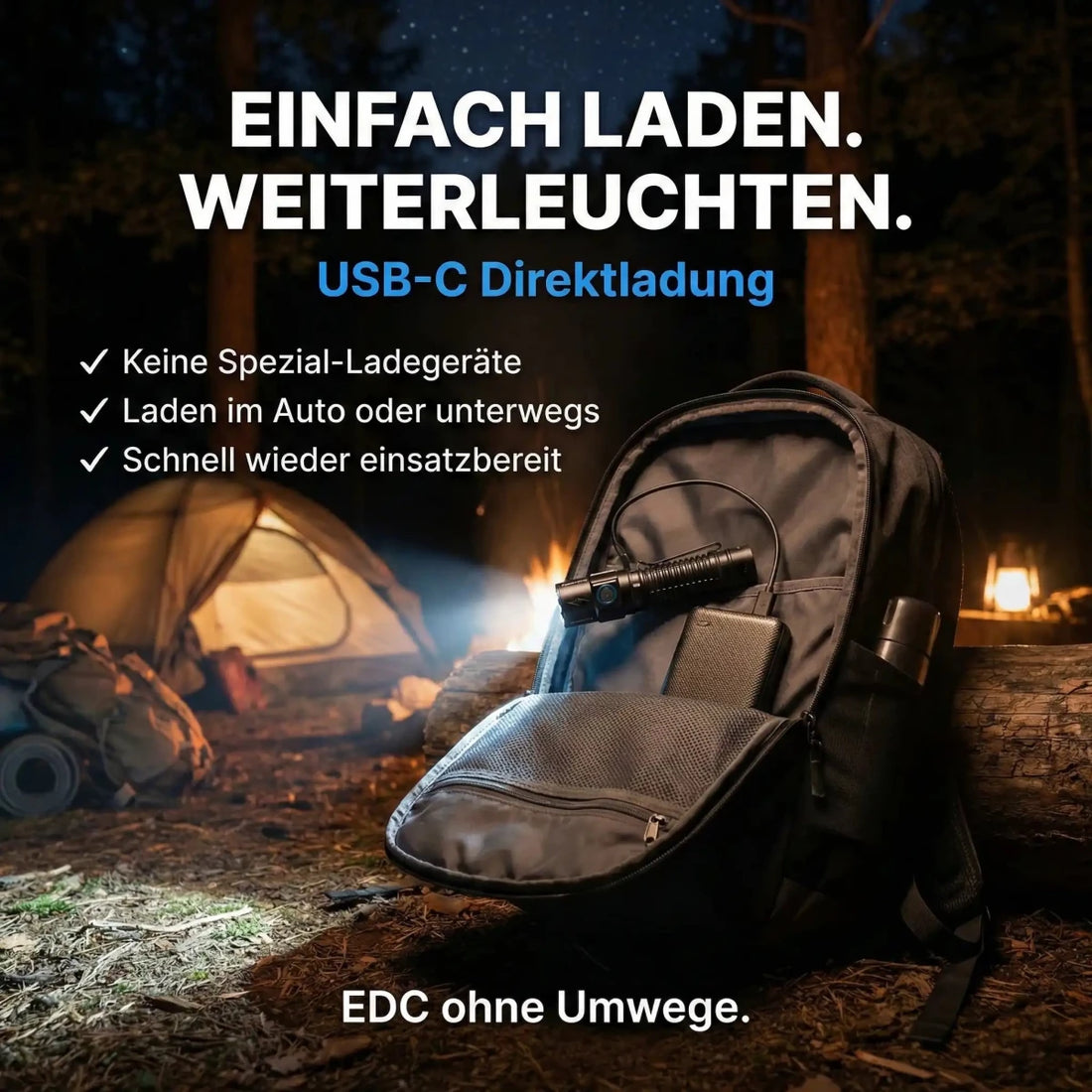 PcketBolt40 EDC LED Taschenlampe – 4.000 Lumen, 365m Reichweite, USB - C - PureUltra
