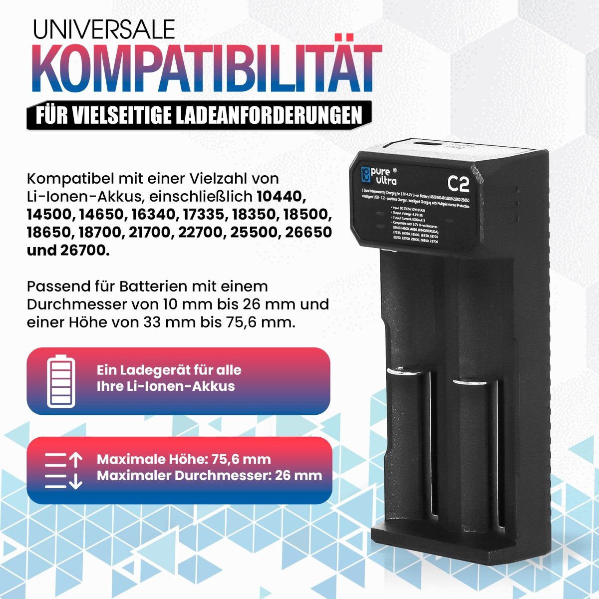 PureUltra C2 Li - Ion Akku - Ladegerät - PureUltra