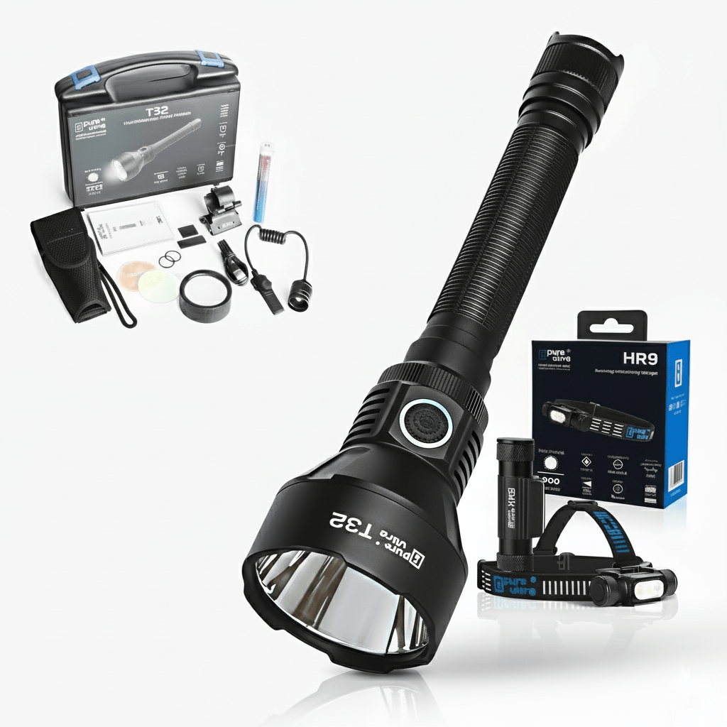 PureUltra T32 & HR9 Bundle – Präzises Fernlicht + Rotlicht - Stirnlampe - PureUltra