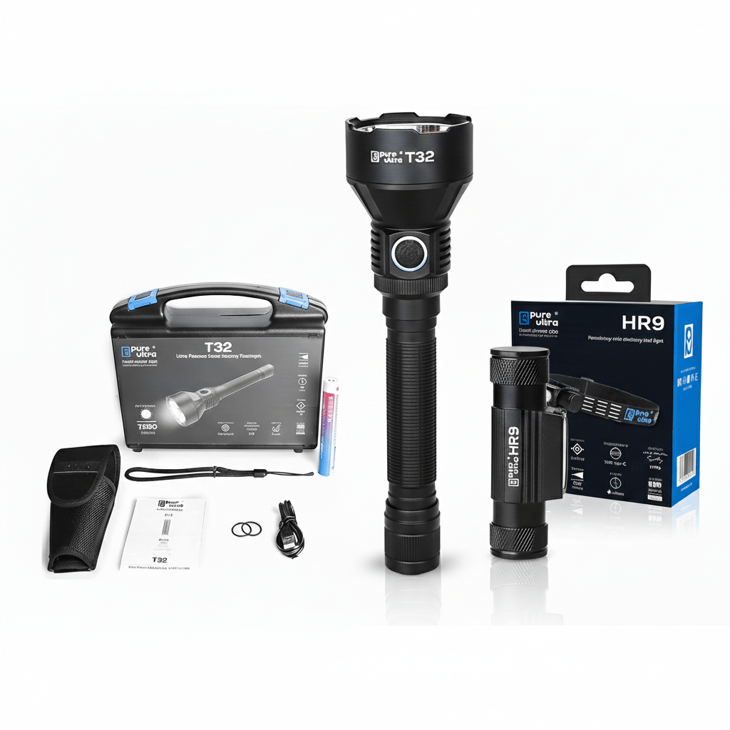 PureUltra T32 & HR9 Bundle – Präzises Fernlicht + Rotlicht - Stirnlampe - PureUltra