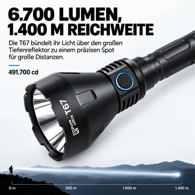 PureUltra T67 Profi-Taschenlampe | 6.700lm • 1.400m Reichweite • IP68 - PureUltra