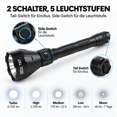 PureUltra T67 Profi-Taschenlampe | 6.700lm • 1.400m Reichweite • IP68 - PureUltra