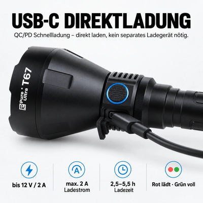 PureUltra T67 Profi-Taschenlampe | 6.700lm • 1.400m Reichweite • IP68 - PureUltra