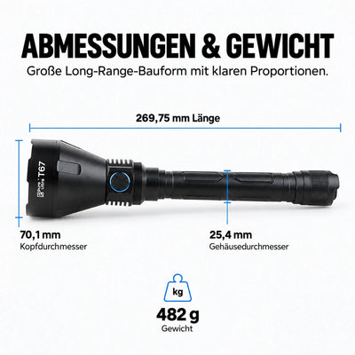 PureUltra T67 Profi-Taschenlampe | 6.700lm • 1.400m Reichweite • IP68 - PureUltra