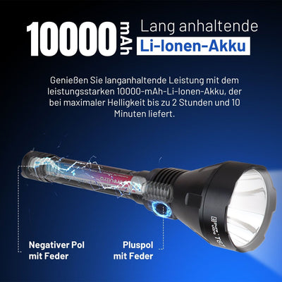 T67 LED Taschenlampe – Ultrahell, 6.700 Lumen, IP68, USB - C, 1.400 m Reichweite - PureUltra